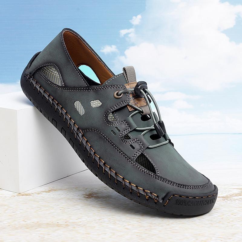 38-48 Летние мужские кожаные пляжные сандалии Pure Handmade мужские сандалии с закрытым носком для мужчин