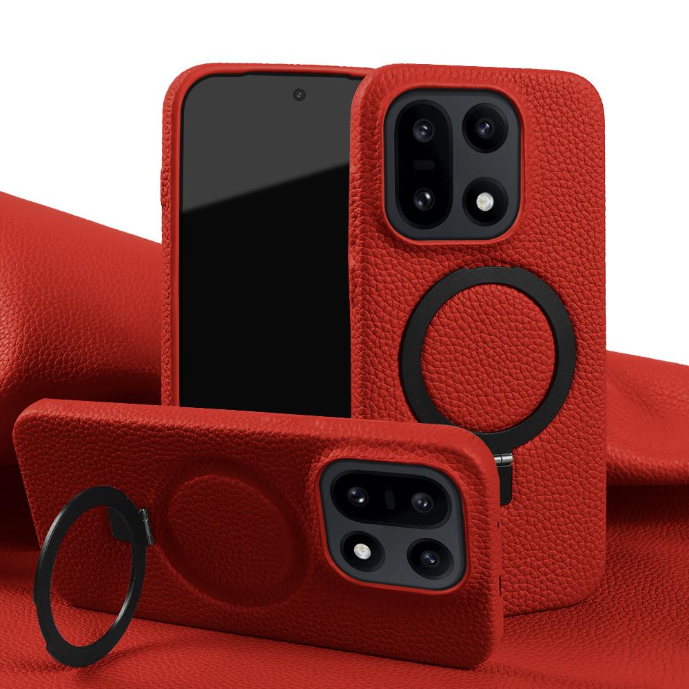 For Magsafe Bracket Ring Genuine Leather Case For OnePlus 15 15R 13S 13T 13R 13 Ace 6 6T 5 Pro Nord CE5 Back Cover Phone Case