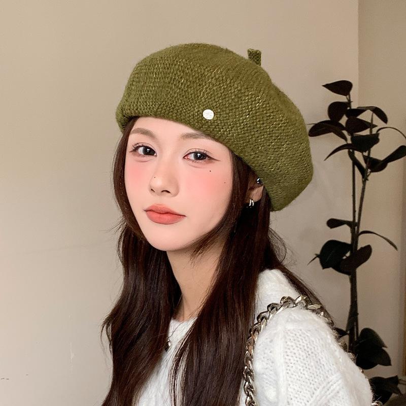 Autumn and Winter Knitted Beret Atmosphere Casual Literary Painter Hat Versatile Face Small Bud Hat Female