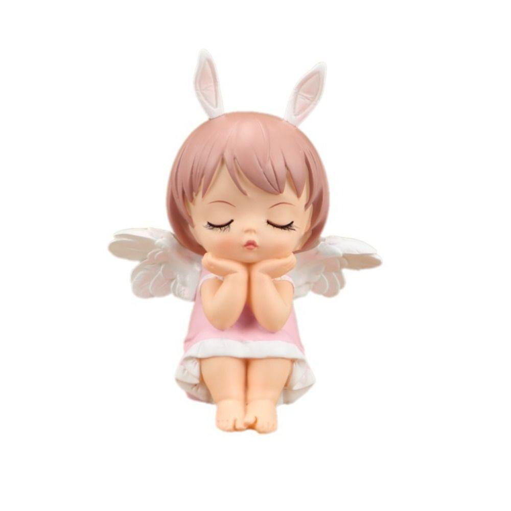 Pink Purple Resin Girl Ornaments Vinyl Garden Decorative Figure Angel Statuette Home Decoration