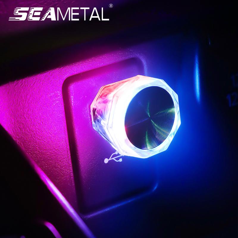 SEAMETAL Окружающее освещение Plug Play Украшение интерьера Легкий автомобиль Mini USB Светодиодная декоративная лампа для автомобиля