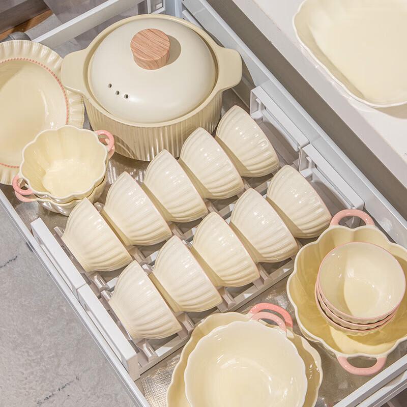 Nordic Pink Ceramic Dinnerware Set - 42 Pieces