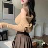 Korean Chic Autumn Turtleneck Vests Women Sweater Tank Tops And Long Sleeve Short Knitted Cape Cardigan Two Piece Set 29496