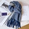 100 Wool Scarves Men's Winter Dark Blue Plaid Cashmere Scarf High-end Gift Boyfriend Dad Double-sided Shawl