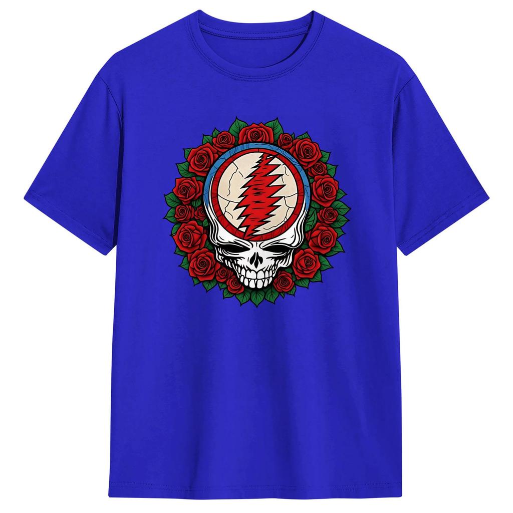 Gratefuls Deads Earthquake Stealie and Roses T Shirt Beach  Vintage TShirts 100 Cotton Hip Hop Tshirt For Unisex Pattern Tops