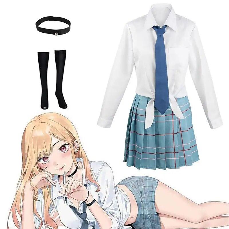 Косплей аниме My Dress Up Darling Marin Kitagawa JK, униформа, рубашка, юбка, карнавальный костюм на Хэллоуин, костюмы для косплея