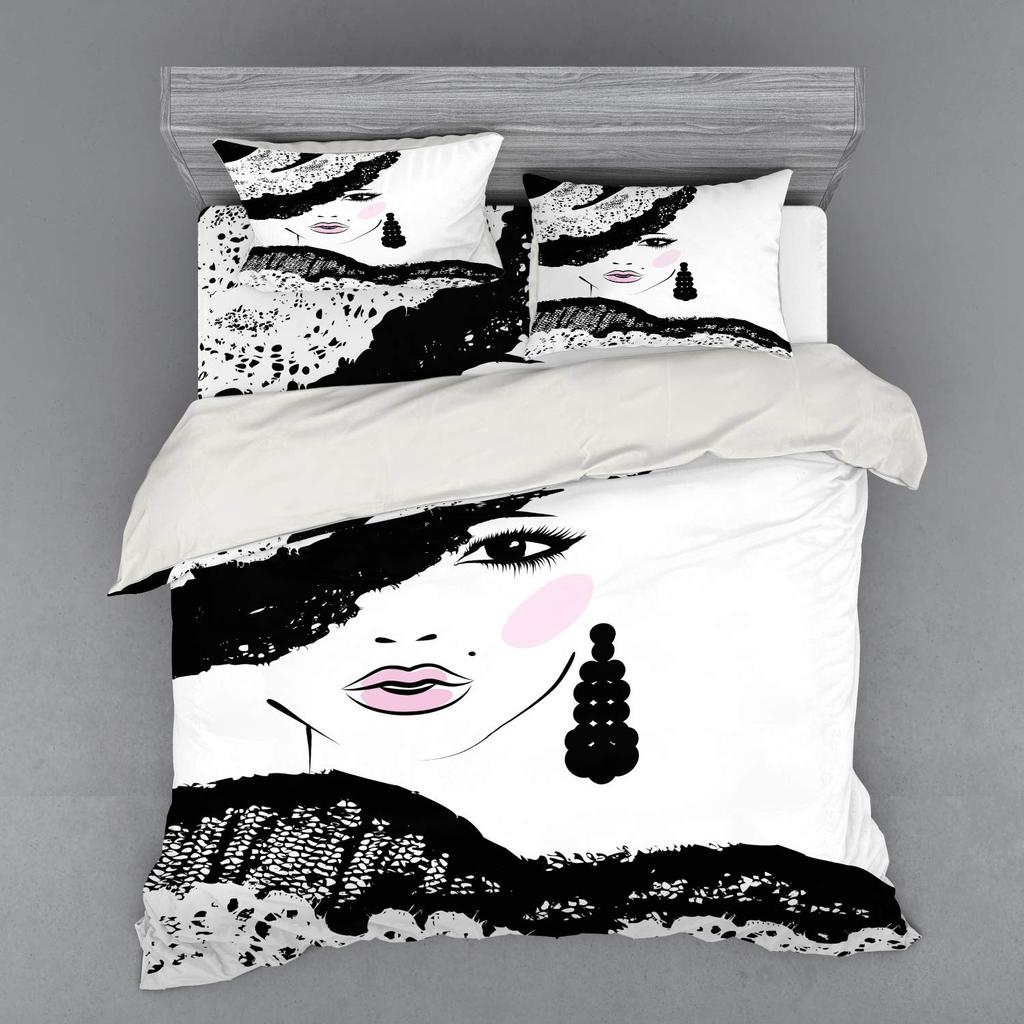 Human Face Comforter Cover Sets For Teens Lightweight Down Quilt Covers Abstract Shape Face Pattern Bedspread Cover No Comforter