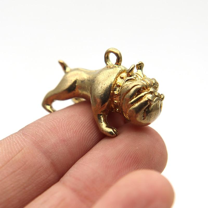 Чистая латунь, милый мультяшный брелок для собак, подвески, винтажные металлические медные подвески в виде животных, французский бульдог, мопс, брелок, подвесные украшения
