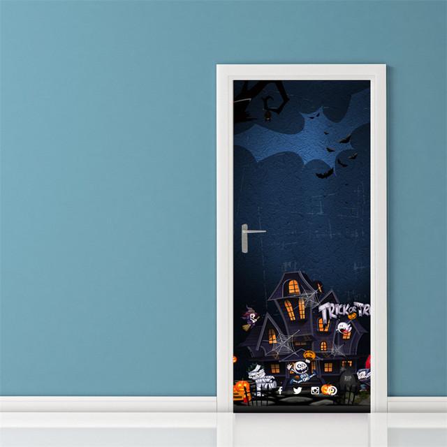 3D серые обои ужасов для украшения Хэллоуина, наклейка на дверь, самоклеящаяся водонепроницаемая наклейка на стену из ПВХ, декор для вечеринки, фреска с зомби
