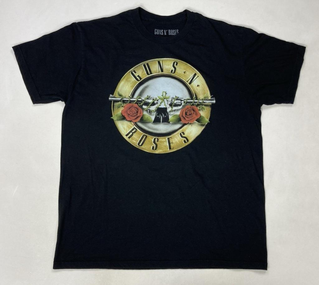 Guns N Roses Logo Graphic T-shirt Men Large Black Short Sleeve Band Music