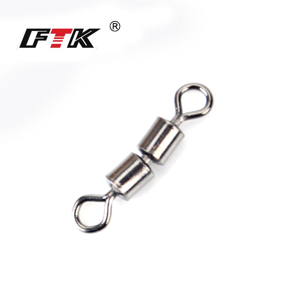 FTK 50pcs/lot Swivel Ball Bearing Fishing Swivel with Solid Swivel Safety Snap Ring Swivel Carp Fishing Accessories