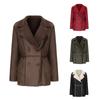 New Style Fur Integrated Lapel Plus Velvet Leather Coat for Women Autumn and Winter Mid-length Coat Suede Jacket for Women