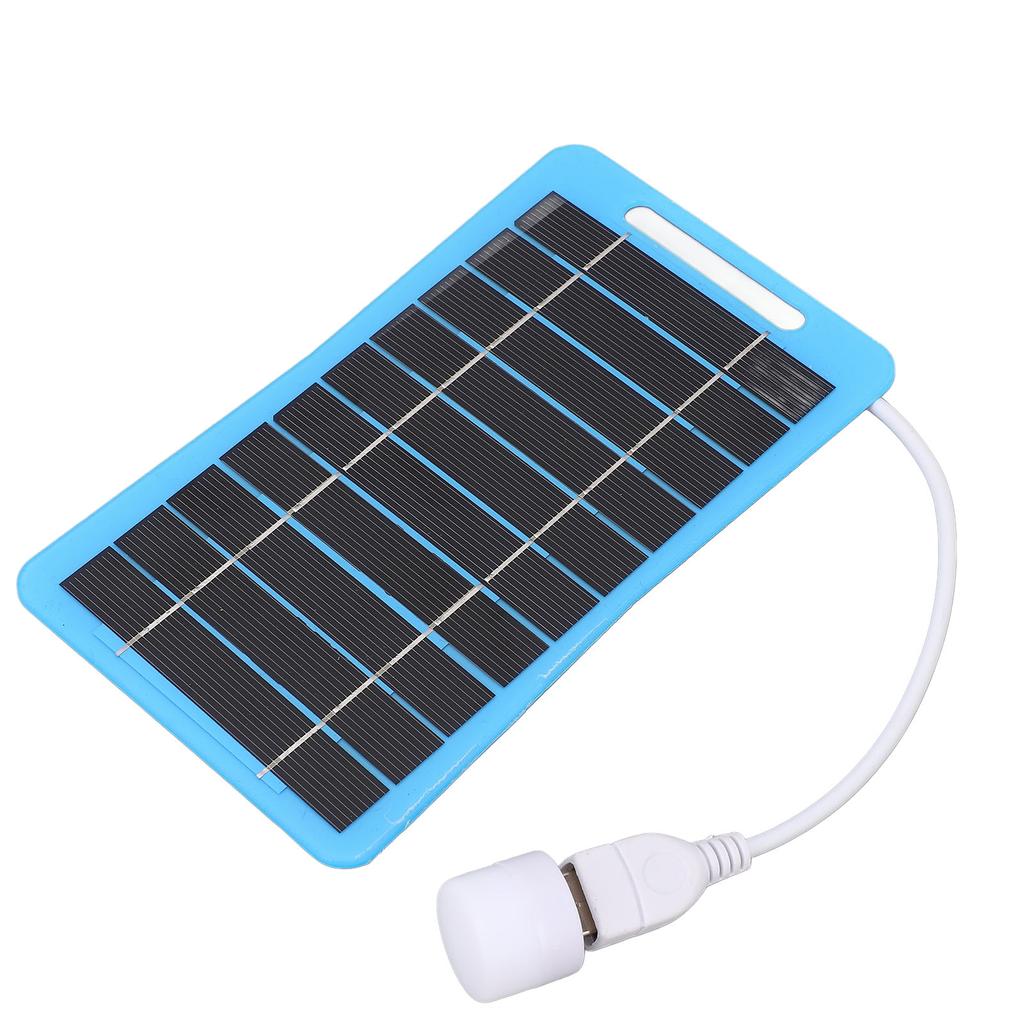 Solar Panel with Light Handle Blue 5V 5W USB Portable Solar Panel Charger for Outdoor Camping