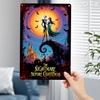 2D Flat, Nightmare Before Christmas Jack Skellington & Sally Metal Wall Art Sign - 20.32x30.48 Cm Tim -Inspired Collectible Vint