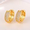 Huitan Dainty Three Lines Cubic Zirconia Hoop Earrings for Women Gold Color Luxury Lady's Ear Accessories Wedding Trendy Jewelry