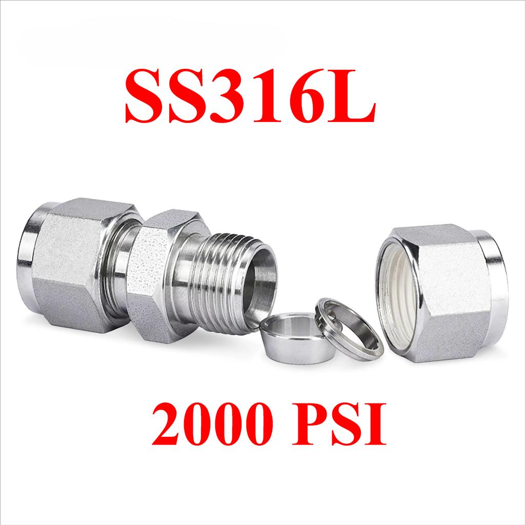 1/16"-1" 3-25mm Tube OD Compression Union SUS316L Stainless Steel Euqal Coupler Pipe Fitting Connector With UNF Nut Lock