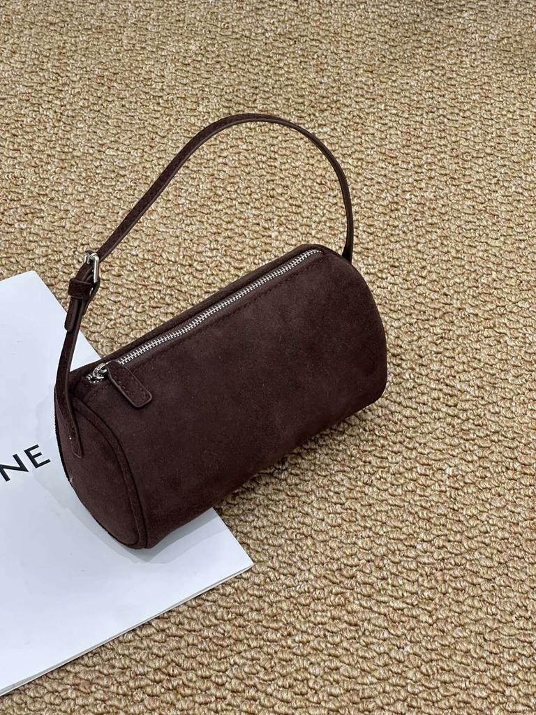 Brown Suede-Finish Cowhide Underarm Bag – Lightweight, Compact, and Stylish for Women