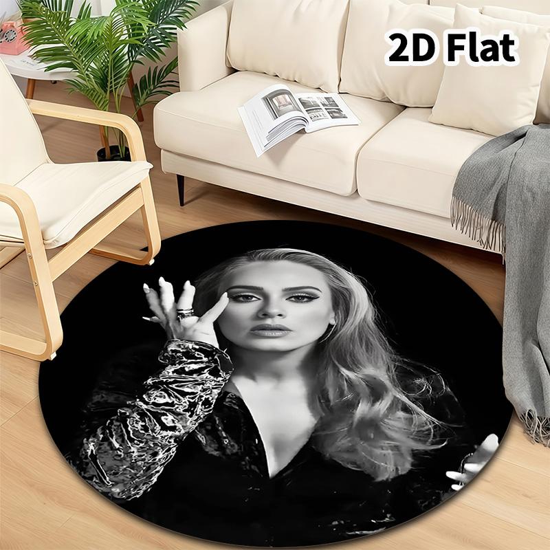 Adele Round Area Rug Carpet Rug For Living Room Bedroom Sofa Playroom Decor Nonslip Floor Mat