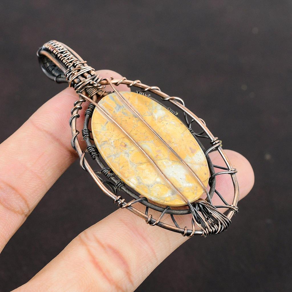 Дерево Жизни Малигано Яшма Медная проволока Обернутая Подвеска Ручная работа Медные украшения Подвеска с драгоценным камнем Украшения из проволоки Обертывание камня Подвеска