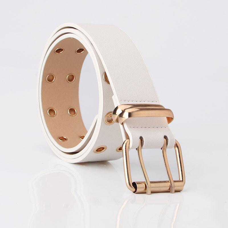 Trendy Pu Designer Belt With Hollow Geometric Details For Female Street Fashion