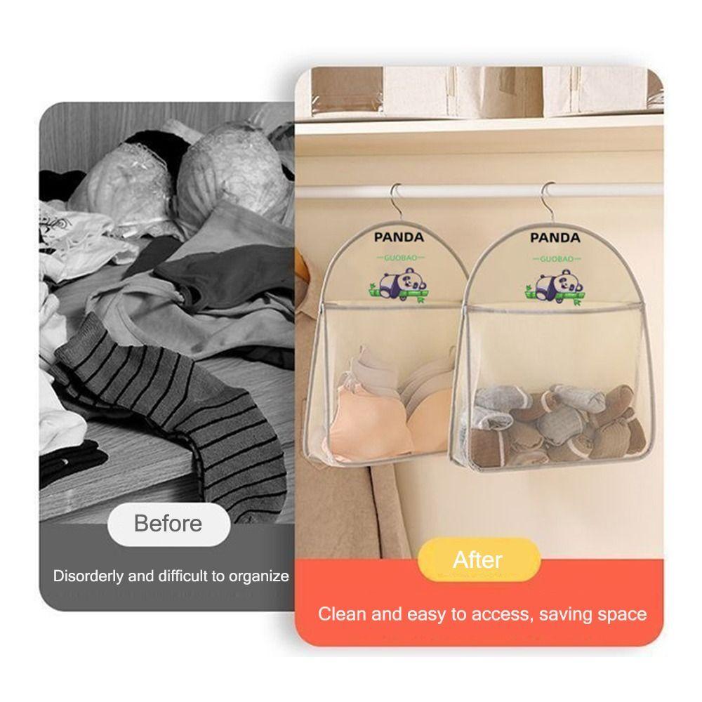 Многослойные сумки для хранения носков, подвесные органайзеры для гардероба и общежития, сетчатая сумка-органайзер с пандой