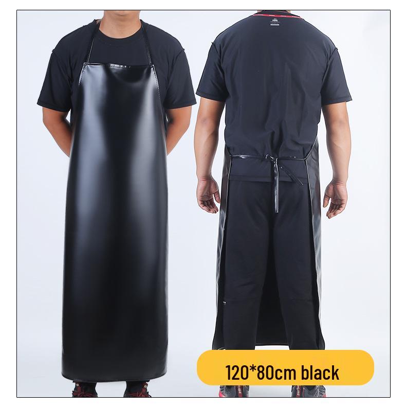 Водонепроницаемый и маслостойкий фартук из ПУ кожи - Удлиненный, Утолщенный, На шейной лямке, с завязками на талии для кухни и защиты труда