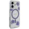Etui do iPhone 16 Guess MagSafe Glitter Kwiaty Fioletowe