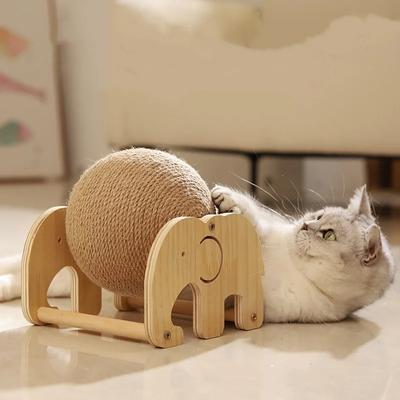 Игрушка-когтеточка для кошек Игрушка-когтеточка для кошек Натуральная веревка из сизаля Когтеточка для кошек с мячом Колесо для упражнений для кошек