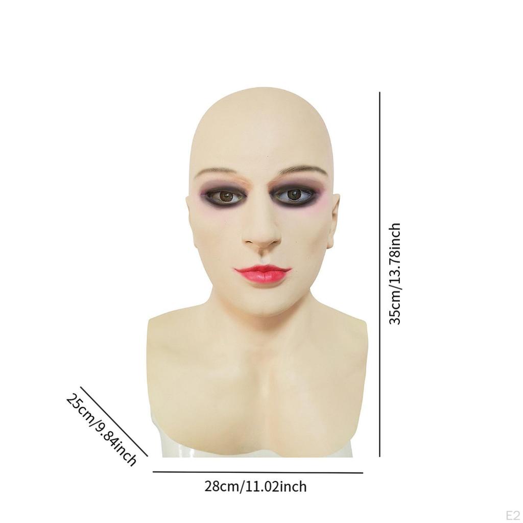 Лысая Красавица Косплей Латексная Страшная Маска на Голову для Маскарада, Праздника