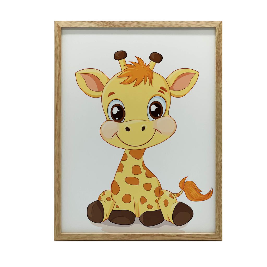 Baby Giraffe - Decorative Poster Baby Giraffe - Decorative Poster, 30X40 Cm, Light Oak Wooden Frame, Matte Paper 230 Gsm