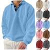 Мужская толстовка Зимняя толстовка Однотонная свободная футболка с длинным рукавом и лацканами