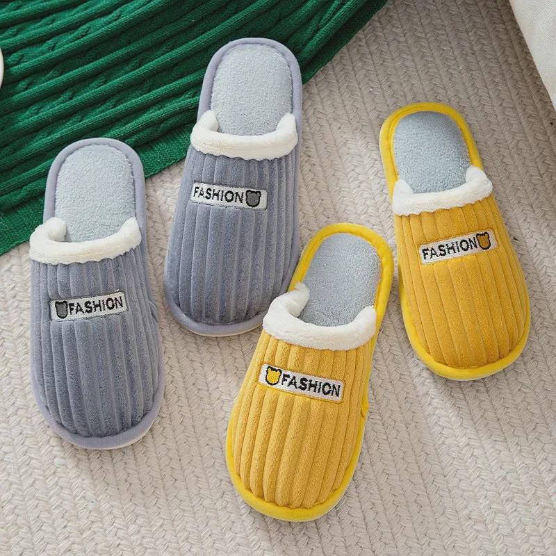 Женские теплые вышитые послеродовые тапочки - зимние хлопковые плюшевые для использования в помещении и на улице