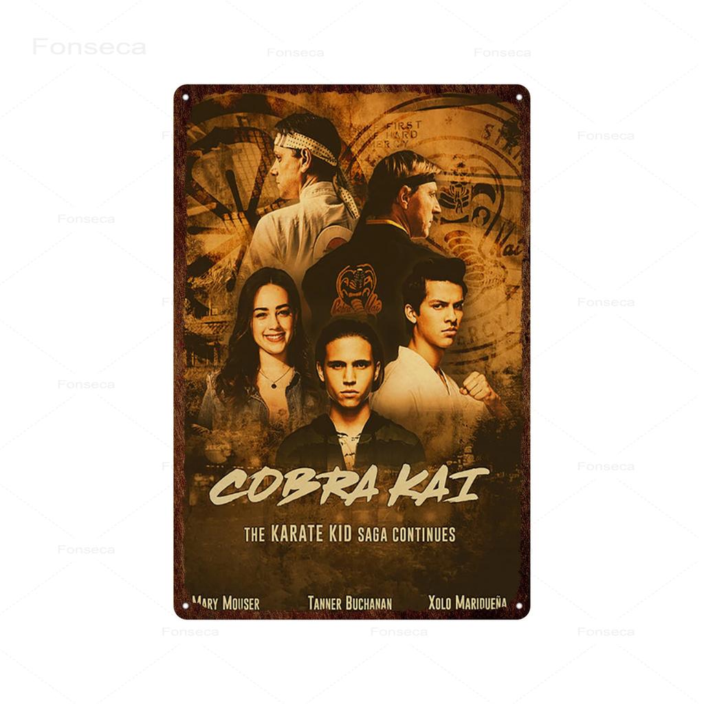 Классический комедийный фильм о кунг-фу. Жестяные таблички с изображением «Кобра Кай» в стиле ретро для украшения бара и дома.