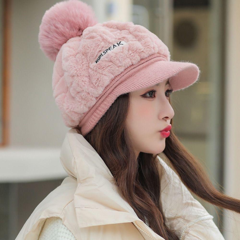 Soft Duck Tongue Cap Fluffy Plush Winter Hat Fashion Visors Hat  Women Girl