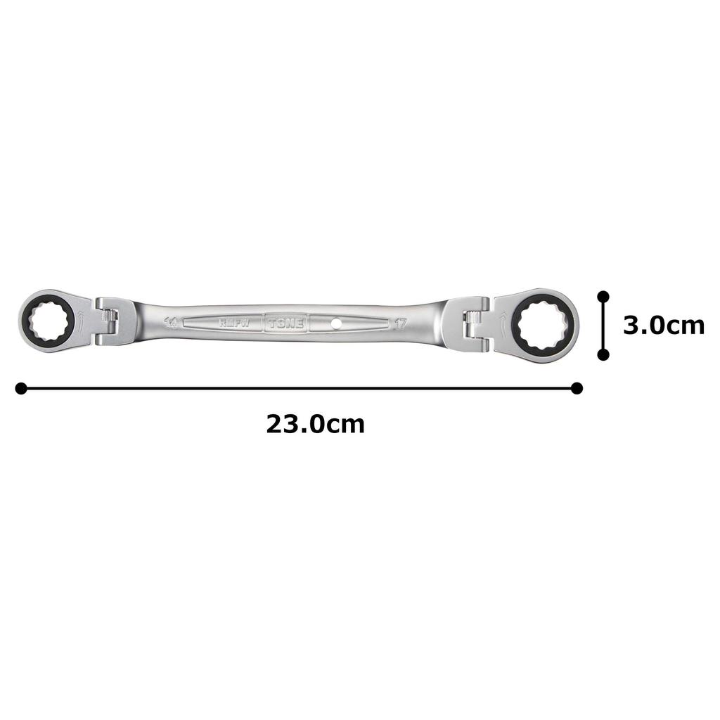 TONE Double Head Ratchet Box Wrench Width Across Flats 14 X 17 Mm RMFW-1417