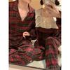 Korean Style Plaid Lace Couple Homewear Set - Autumn/Winter