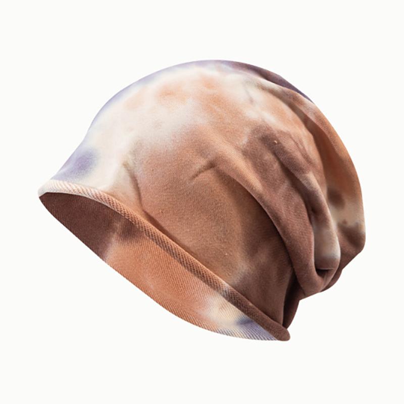 Autumn Winter Tie-Dye Warm Hat for Women Men Hip Hop Beanie Skullies Fordable Adult Outdoor Soft Casual Bonnet Skullcaps Unisex Retro Windproof Bonnet