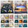 3D Scenery Printing Bed Set Cover Twin Size Polyester Soft Bedspreads Woman High Ranking Home Bedclothes