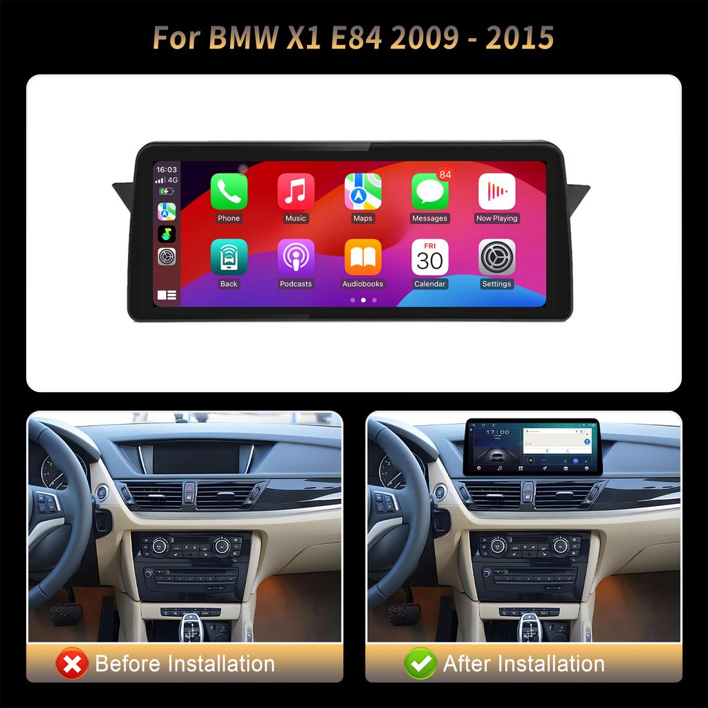 12,3" для BMW X1 E84 2009 - 2015 Android 14 автомобильное радио мультимедиа 4G GPS навигация Bluetooth стерео WIF CarPlay сенсорный экран