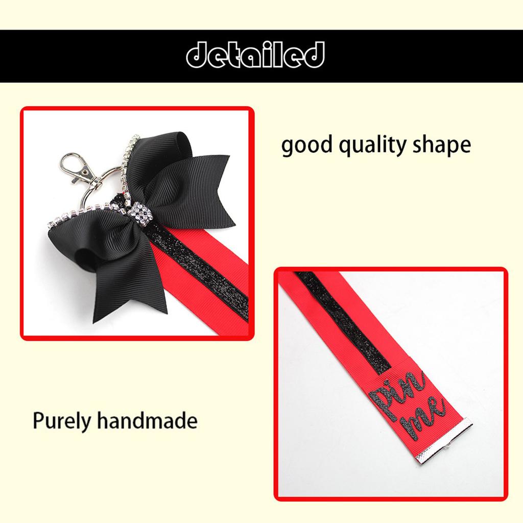 Cheerleading Competition Accessory Glittering Pin Me Ribbon Keychain for Backpacks and Goody Bags Sports Accessories