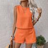 Women's Solid Color Sleeveless Vest Shorts Casual Fashion Two Piece Suit
