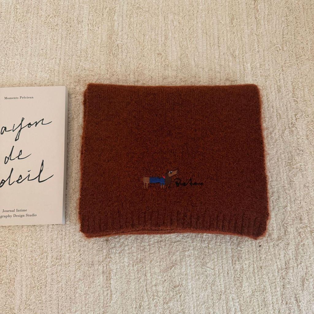 Толстый теплый вязаный шарф в корейском стиле - однотонный, милый и холодостойкий для щенков-девочек, зима 2024 г.