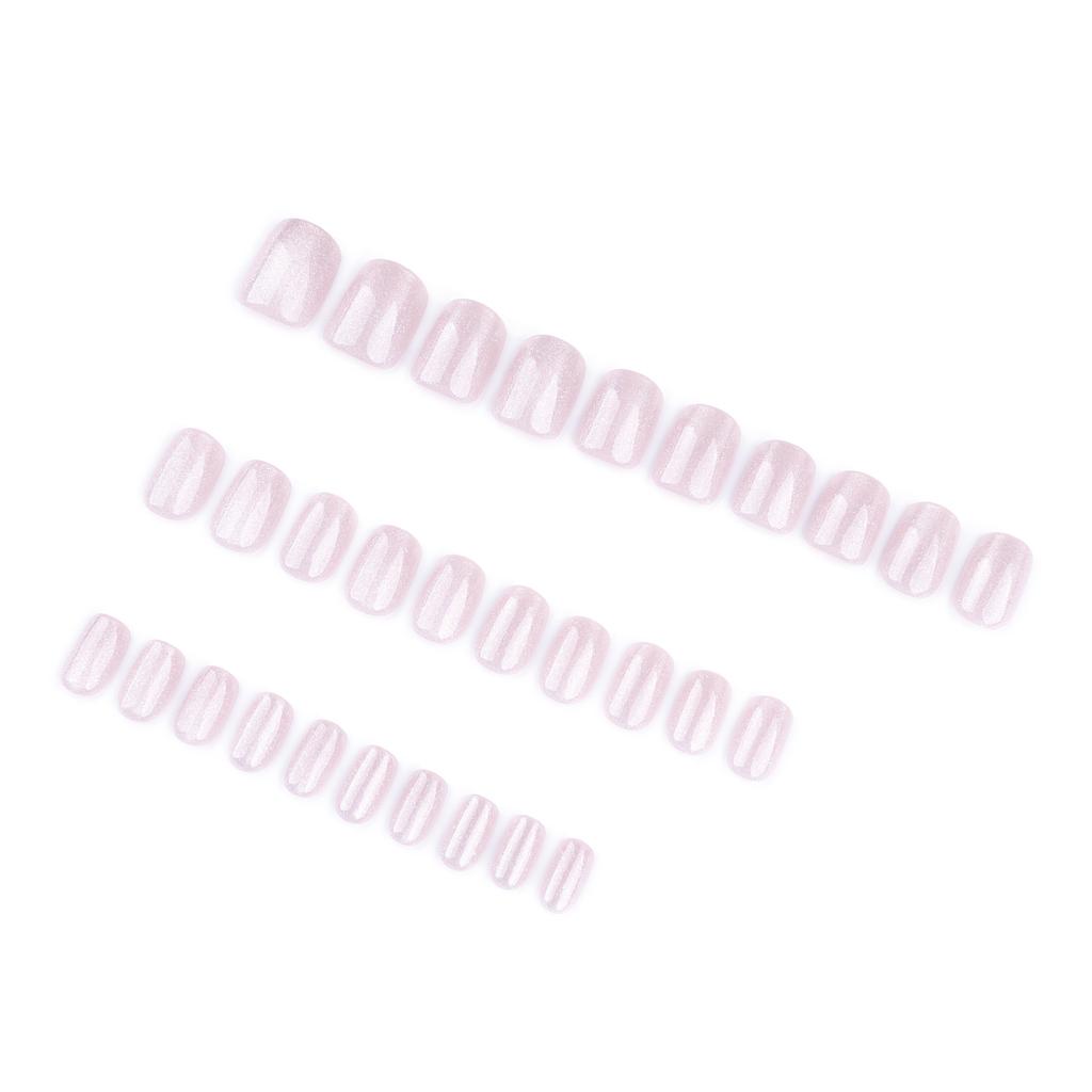 24 Pieces Naked Powder Flash Cat's Eye Nail Short Square Manicure Fake Nail Hot-selling Nail Nail Piece Fake Nails