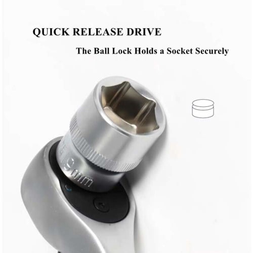 Ratchet Wrench Drive, 6.35mm (1/4") Socket Wrench, Quick Release Ratchet Handle, Soft Handle, for Car, Motorcycle, DIY Repair (1/4)