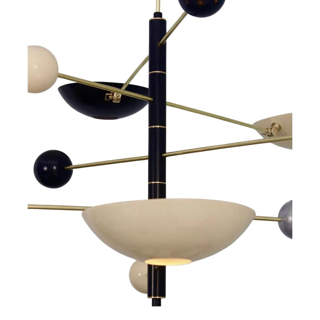 5-ламповый подвесной светильник в стиле середины века из необработанной латуни Sputnik