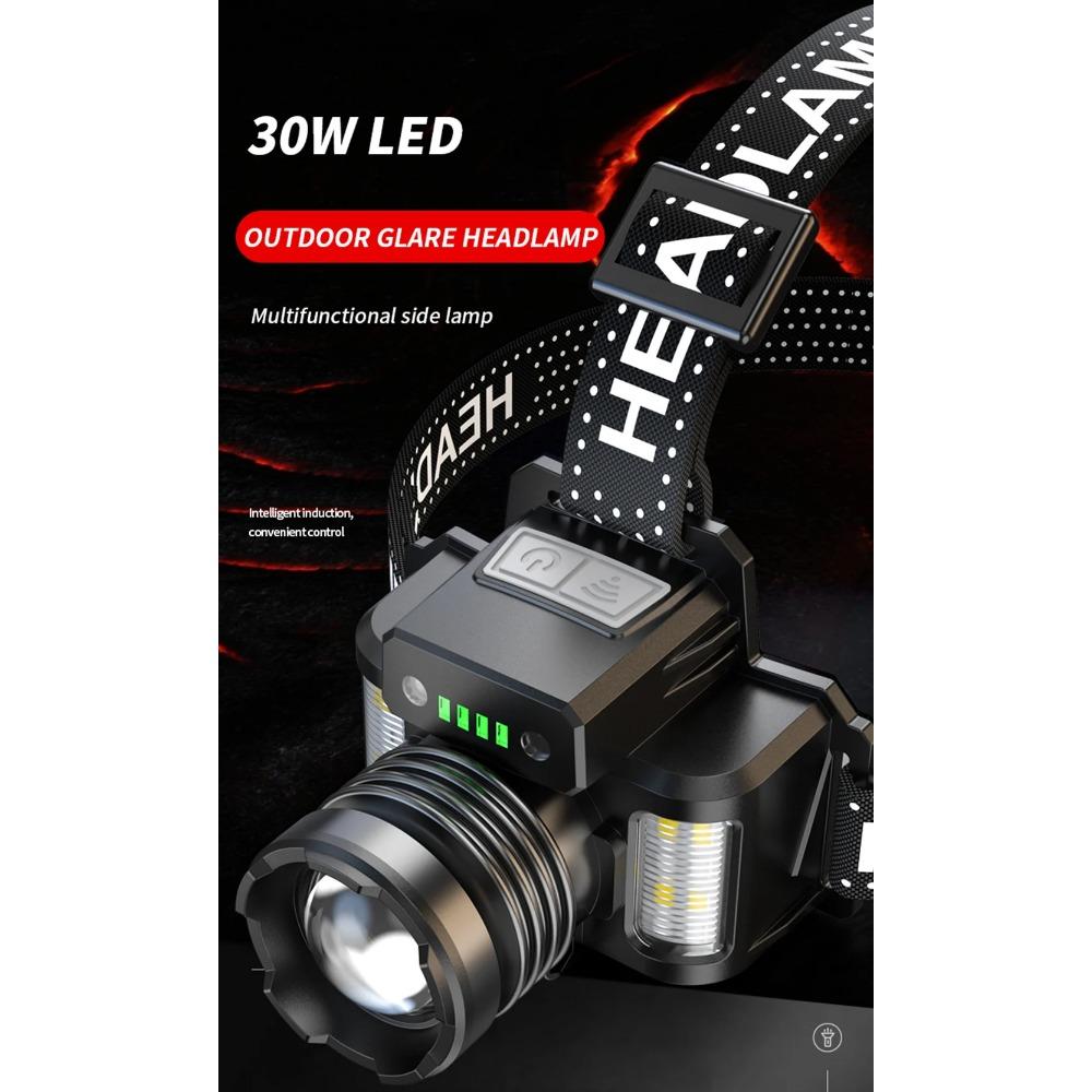 Налобный фонарь высокой мощности, перезаряжаемые от USB волновые датчики, фара со встроенным аккумулятором, светодиодный налобный фонарь дальнего действия для пеших прогулок, кемпинга, рыбалки