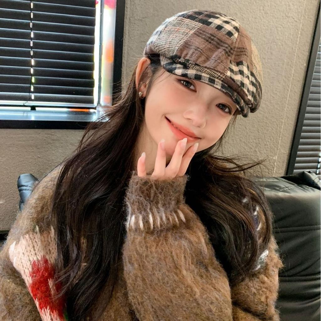 Women's Retro Color Blocked Forward Hat Versatile In Spring and Autumn Simple Beret