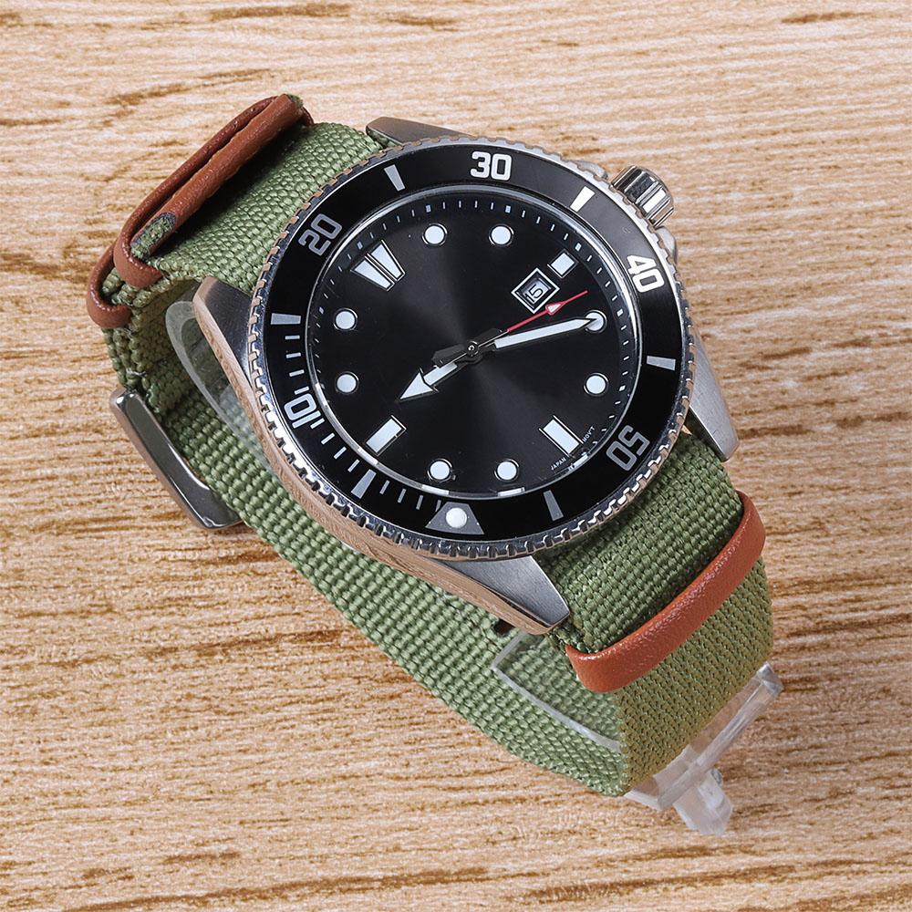 Плетеный нейлоновый ремешок для часов 20 мм 22 мм для Seiko для Rolex Холщовая вставка Кожаный ремешок для часов для Omega Сменные ремешки для часов