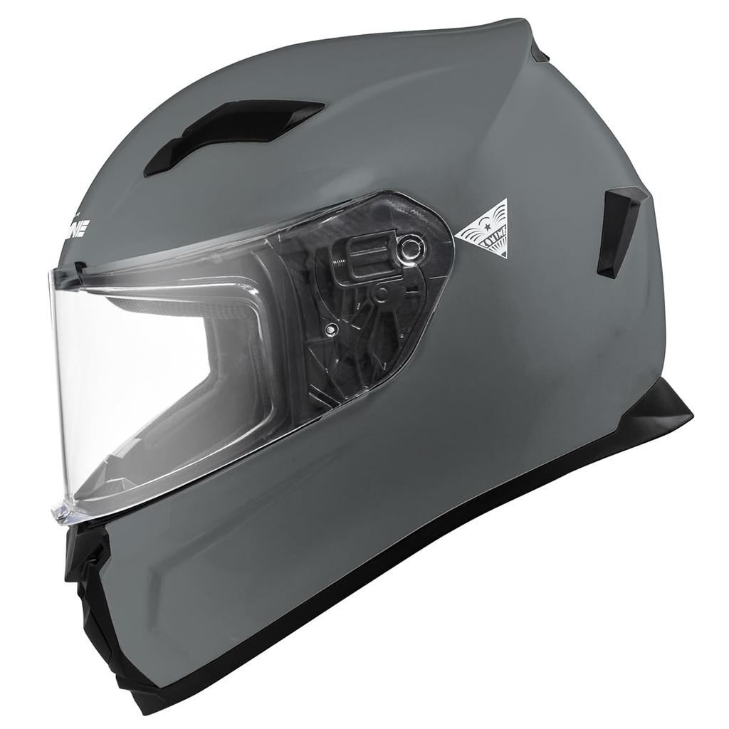 KOMINE HK-170 FL Full Face Motorcycle Helmet Basalt Grey L with Inner Sunvisor and FIDLOCK Buckle System (59 - 60 cm)