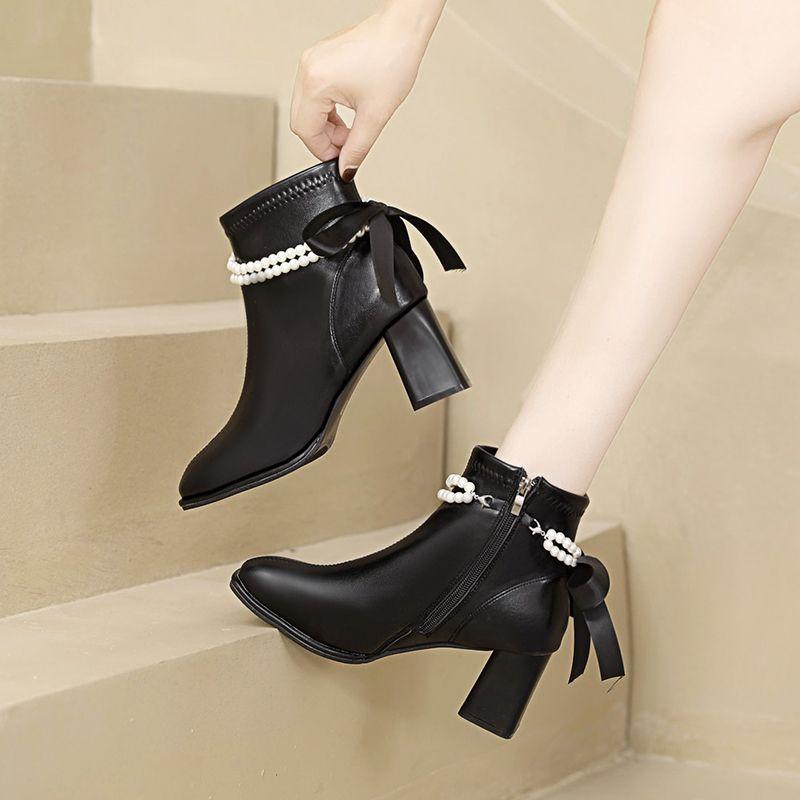 Женские туфли на каблуке, короткие, с квадратным носком, кожаные ботильоны, осень-зима, дизайнерские, роскошные, новинка, шикарные и элегантные женские ботильоны